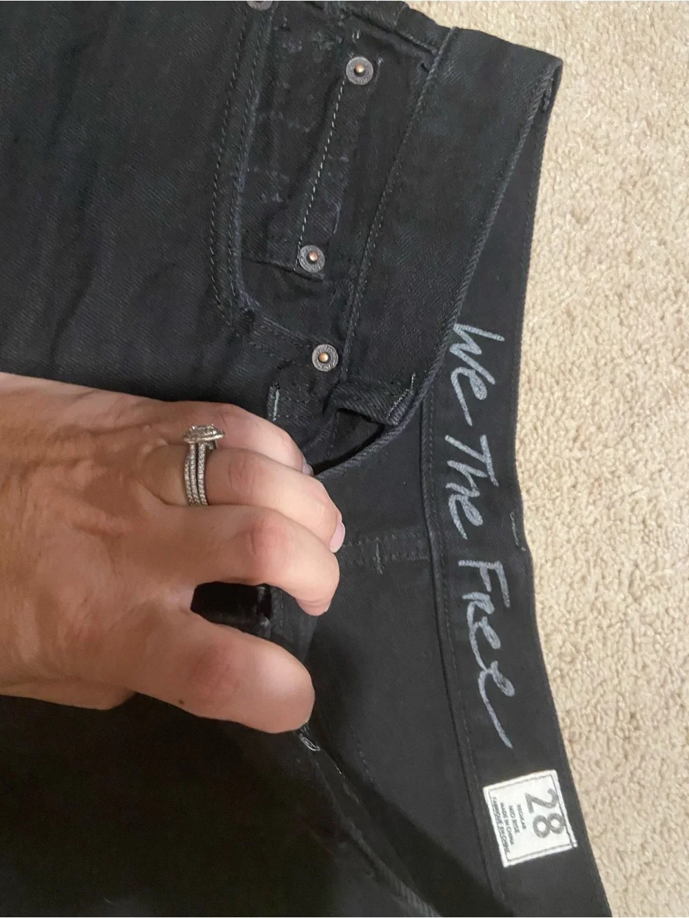 We The Free Black Distressed Jean Shorts
